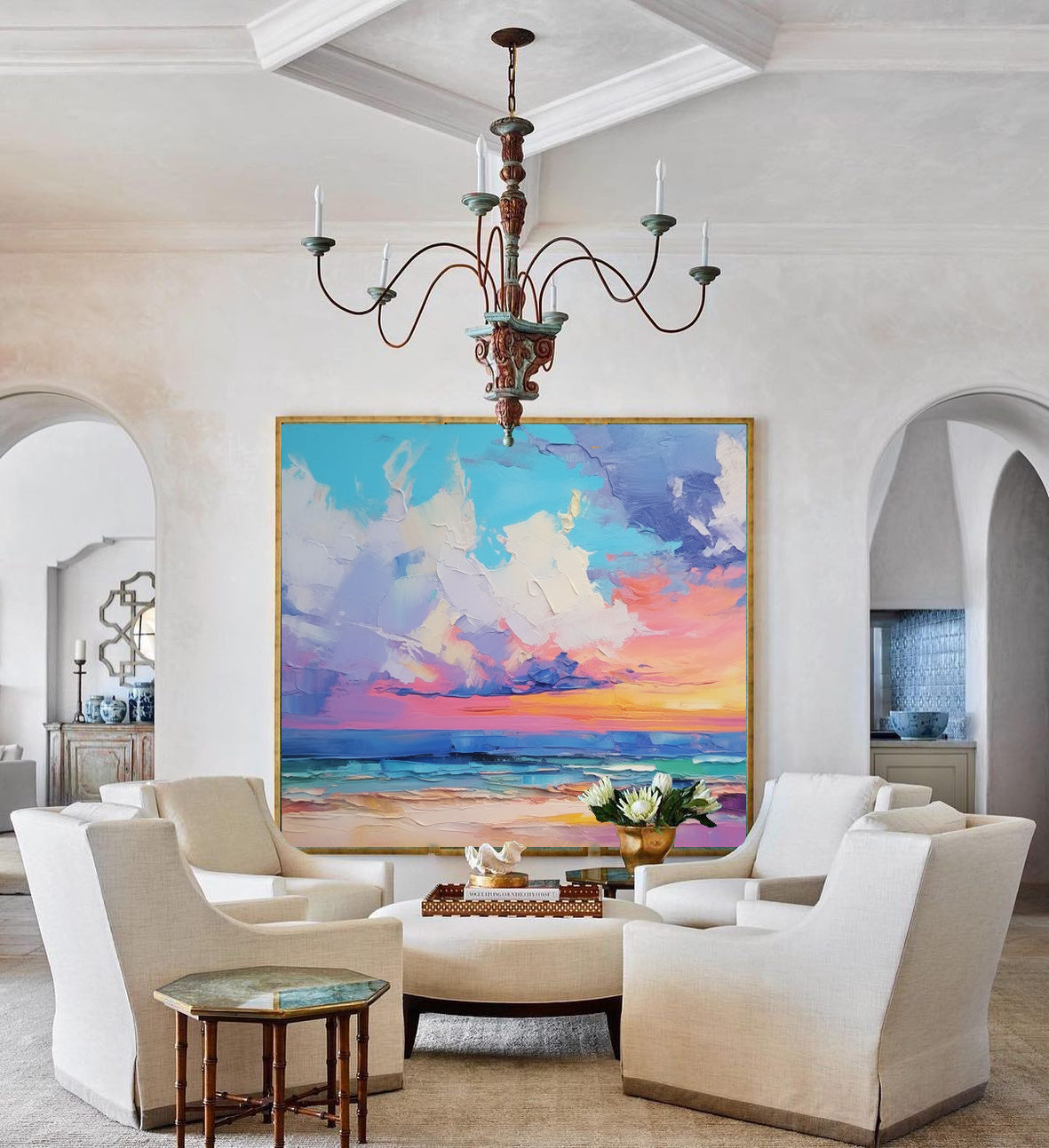 Bright Modern Abstract Landscape Oil Painting On Canvas Large Landscape Original Sunset Wall Art Home Decor