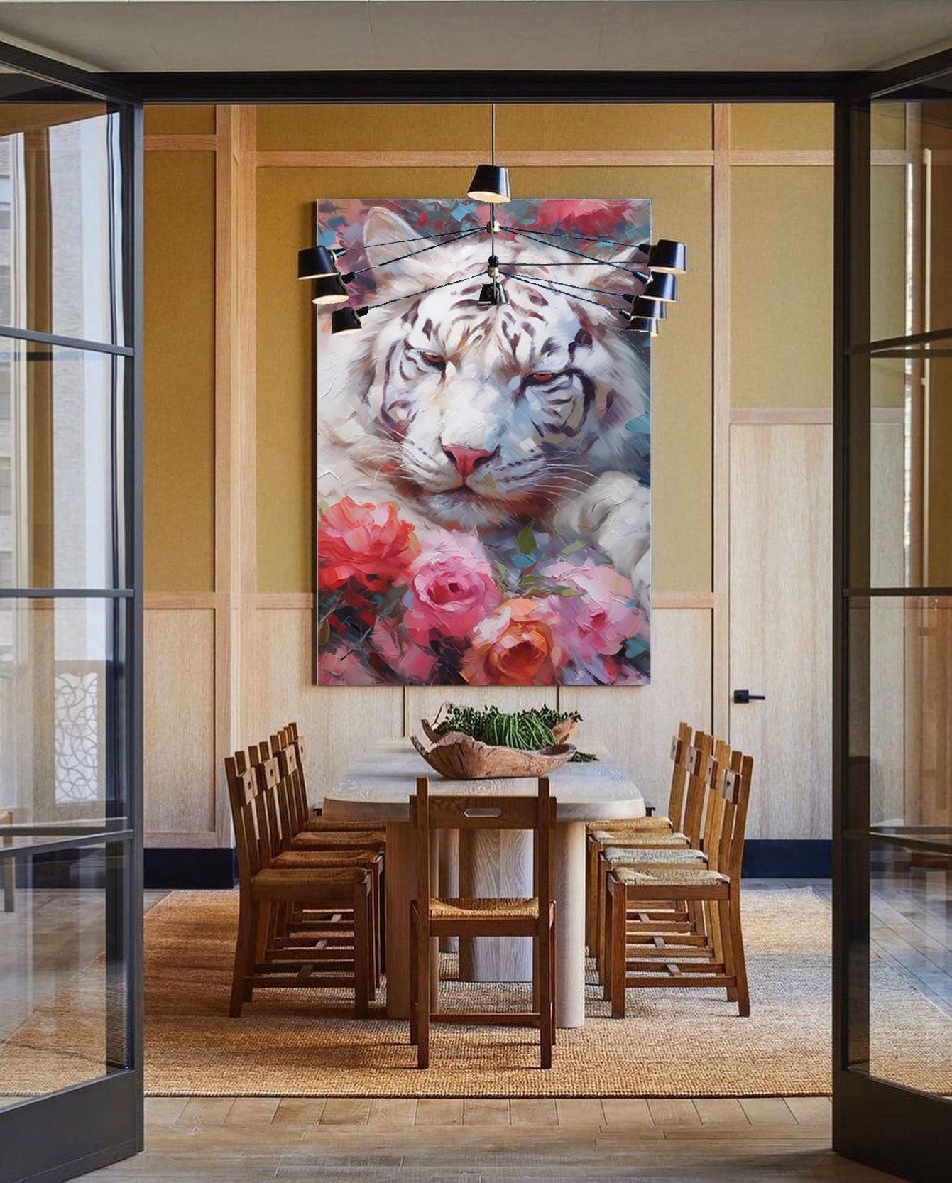 Modern Abstract White Tiger Canvas Oil Painting Original Tiger Canvas Wall Art Texture Modern Animal Oil Painting Home Decor