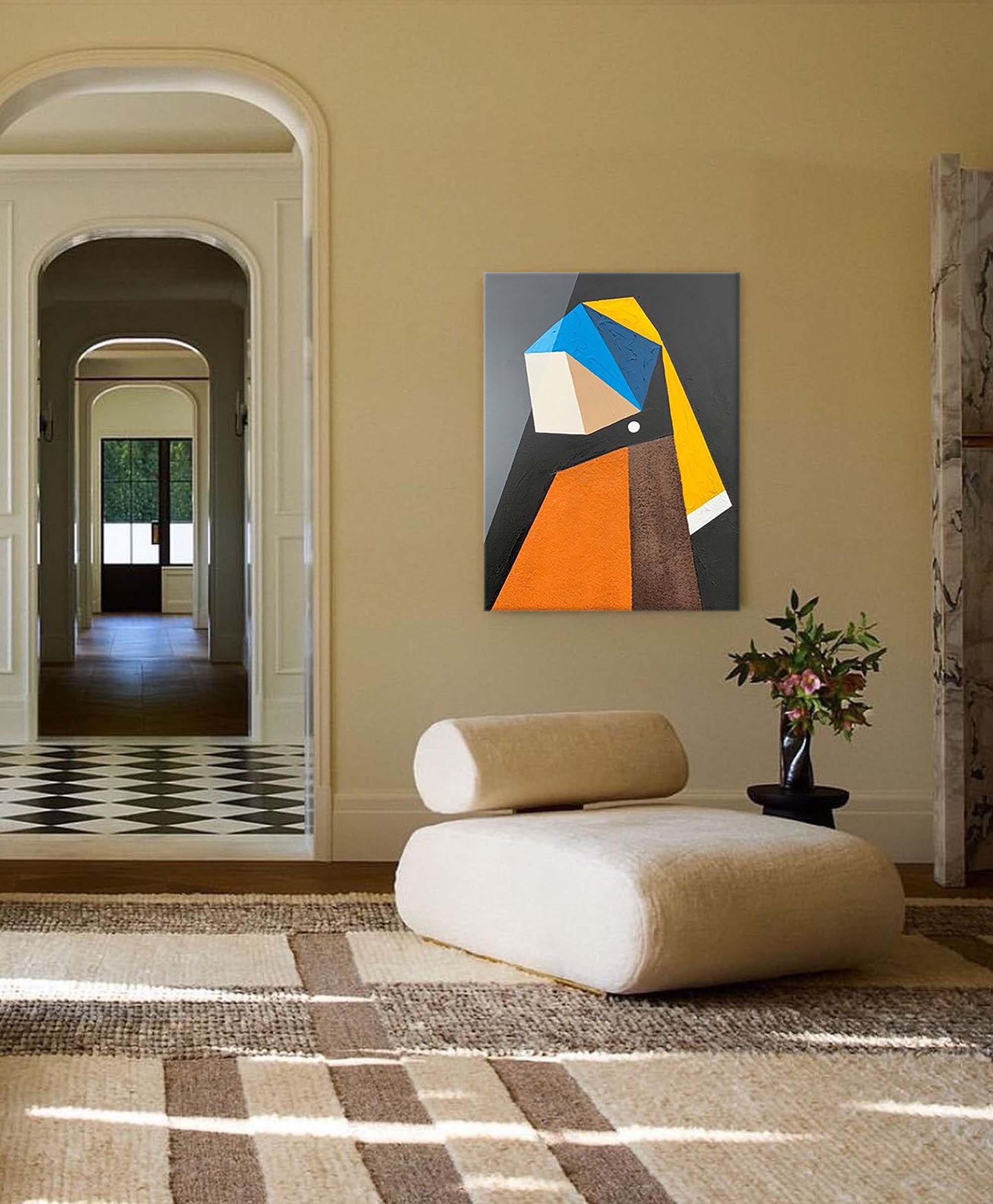 Modern Minimalist Painting on Canvas Colorful Geometric Painting Organic Shape Art Custom Canvas Wall Art Living Room Painting