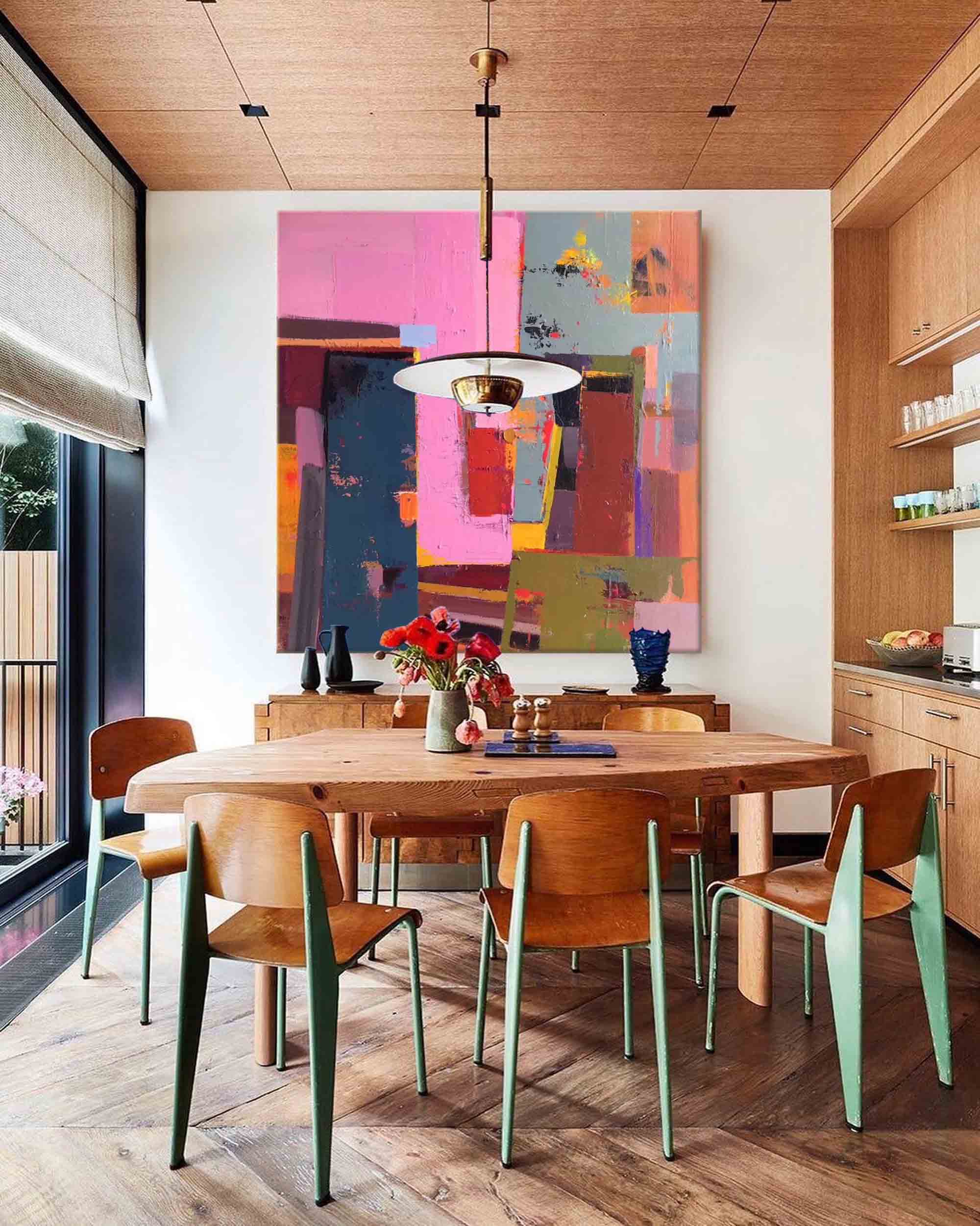 Original Abstract Painting Canvas Large Wall Art Abstract Pink Oil Painting For Living Room