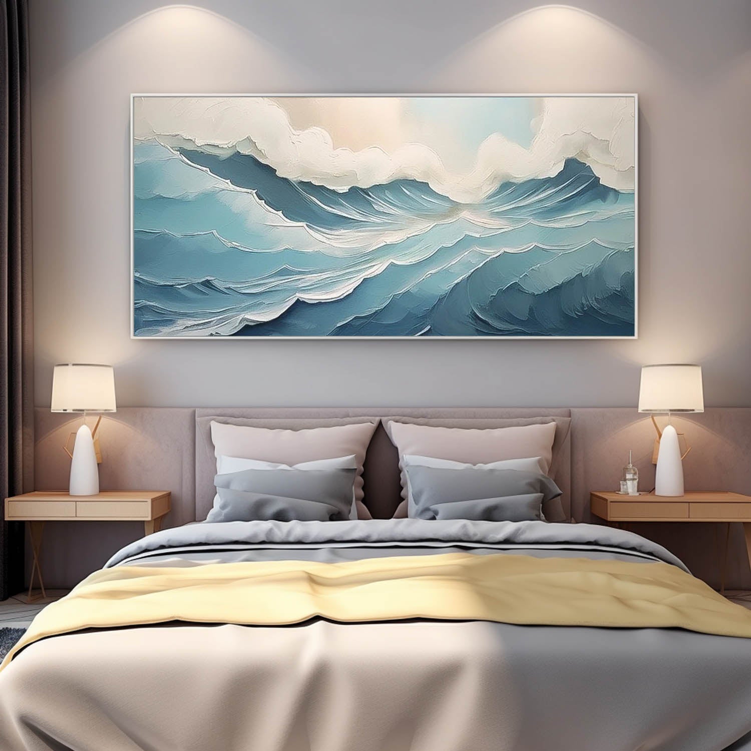 Large Ocean Original Blue Painting On Canvas Blue Texture Ocean Abstract Oil Painting Modern Wall Art Living Room Decor