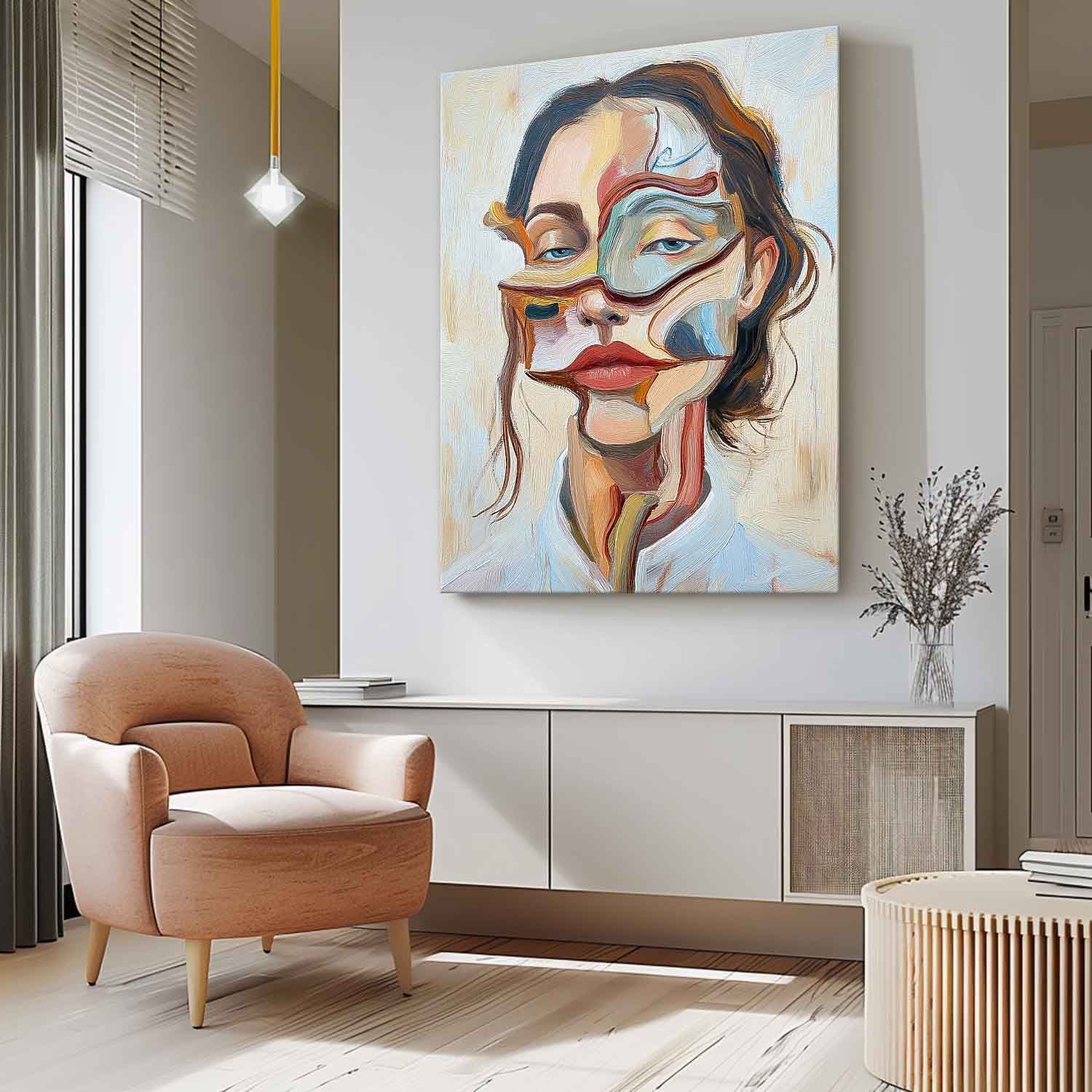 Original Texture Irregular Face Wall Art Coloful Modern Artwork Abstract Portrait Oil Painting On Canvas