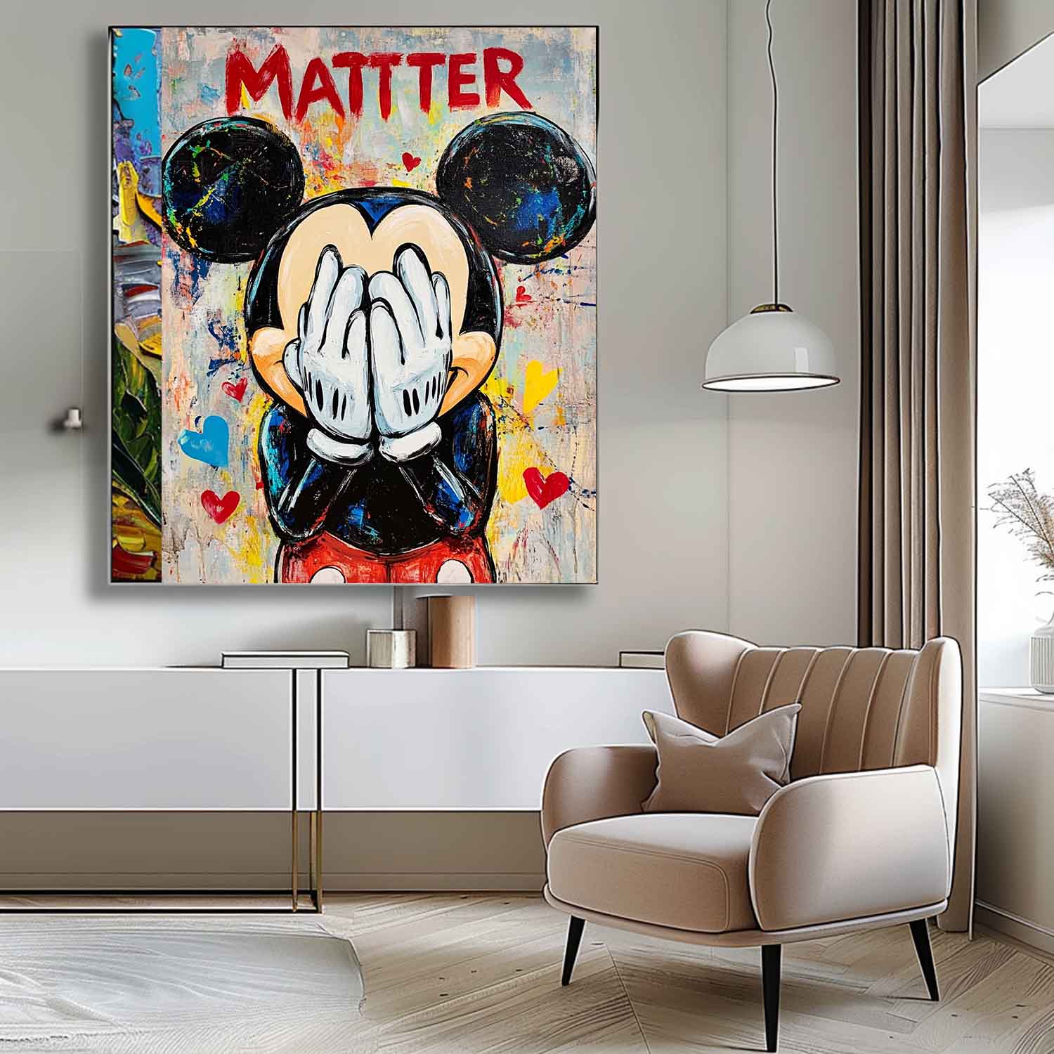 Original Mickey Wall Art Colorful Cute Cartoon Characters Abstract Artwork Large Figure Painting Gift