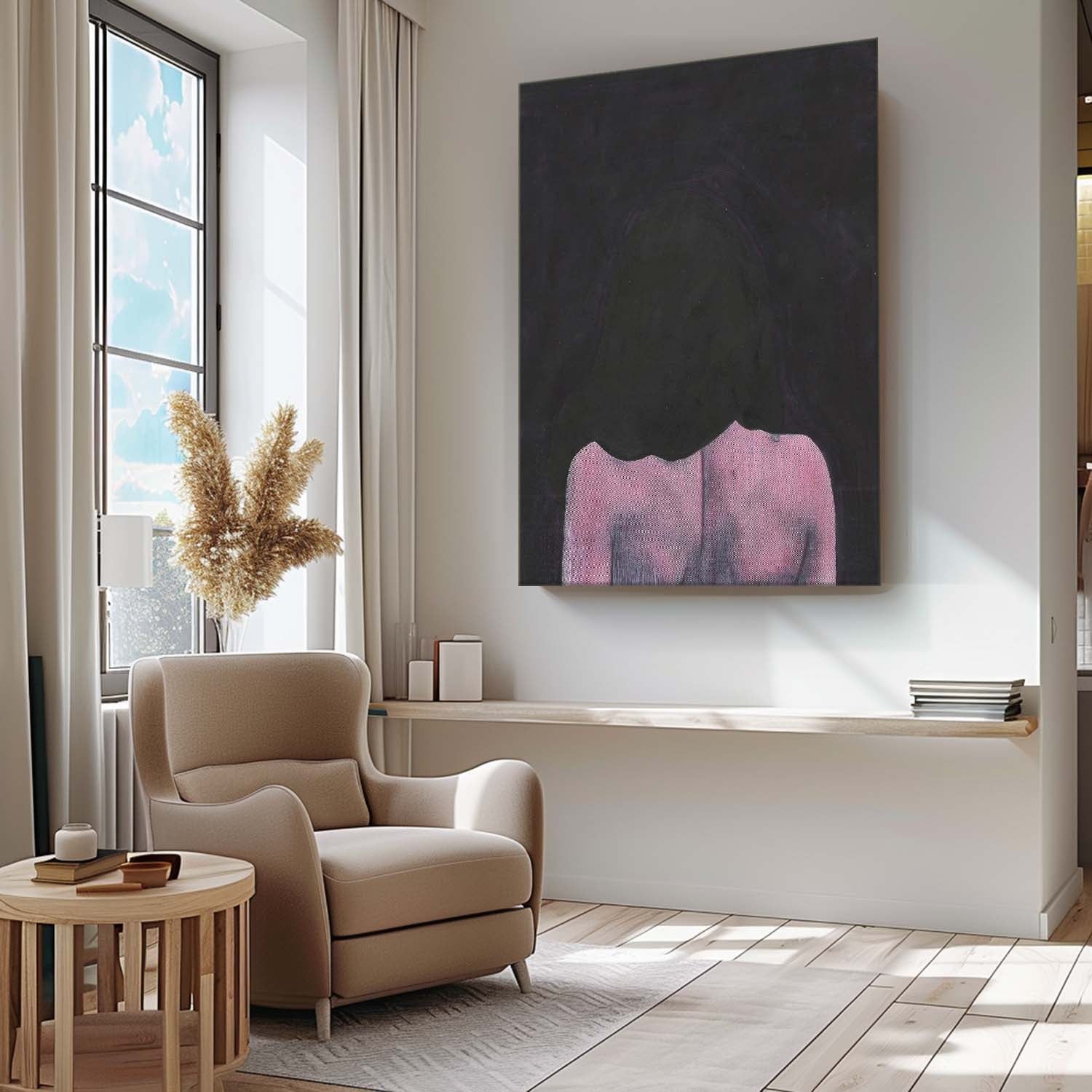 Original Girl Back Wall Art Warm Color Abstract Artwork Large Figure Painting For Living Room