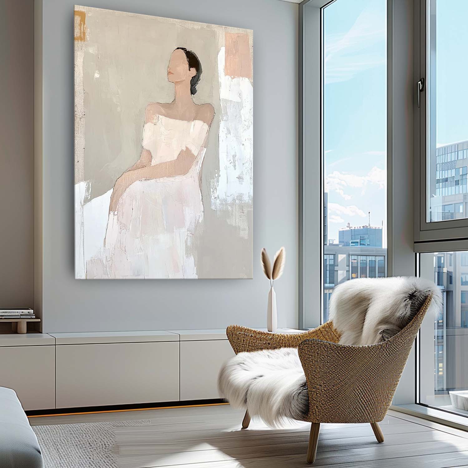 Large Figure Painting Original Woman Silhouettes Wall Art Minimalism Shadow Abstract Artwork Home Decor