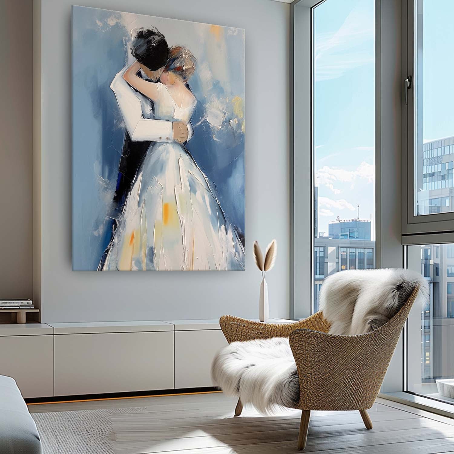 Character Outline Painting Large Texture Painting Framed Wedding Artwork Original Wall Art Anniversary Wedding Gift
