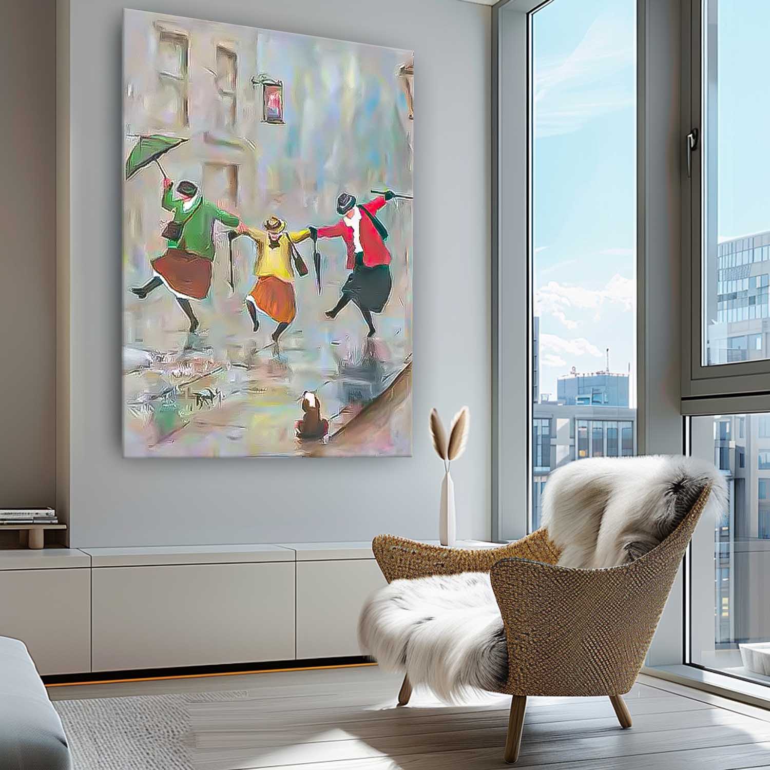 Rainy Day Cute Women Portrait Painting Original Humored Wall Art Interesting Contemporary Art