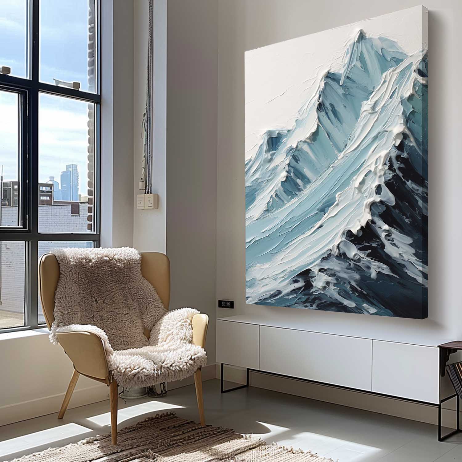 Large Texture Landscape Oil Painting On Canvas Abstract Snow Mountain Scenery Wall Art Acrylic Painting Home Decor