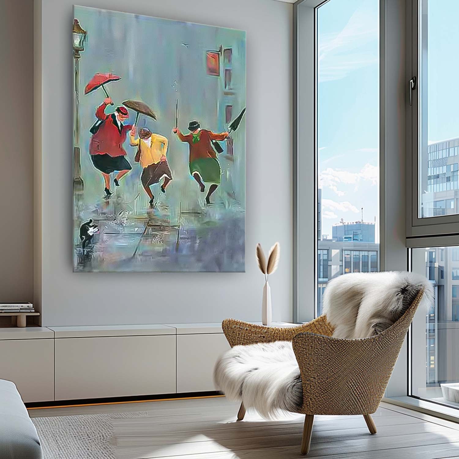 Handmade Canvas Painting Interesting Women Portrait Painting Face Art Original Humored Wall Art Decor