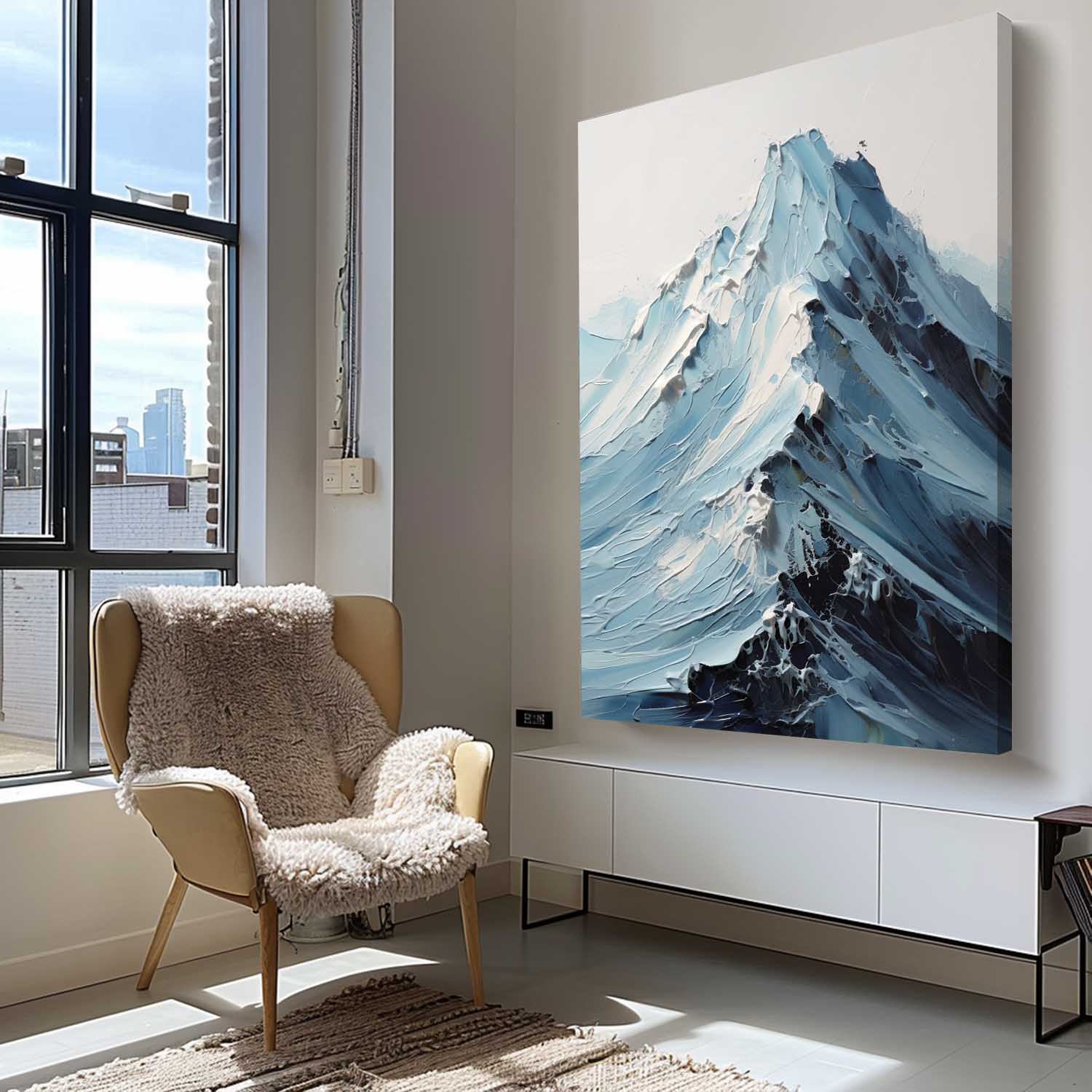 Abstract Snow Mountain Scenery Wall Art Acrylic Painting Large Texture Landscape Oil Painting On Canvas Home Decor