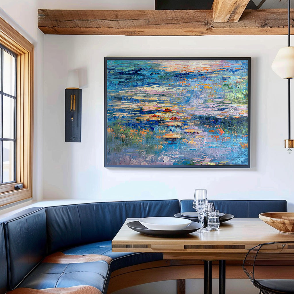 Big Lotus Leaf Flower Artwork Original Abstract Oil Painting On Canva For Living Room Decor Gift