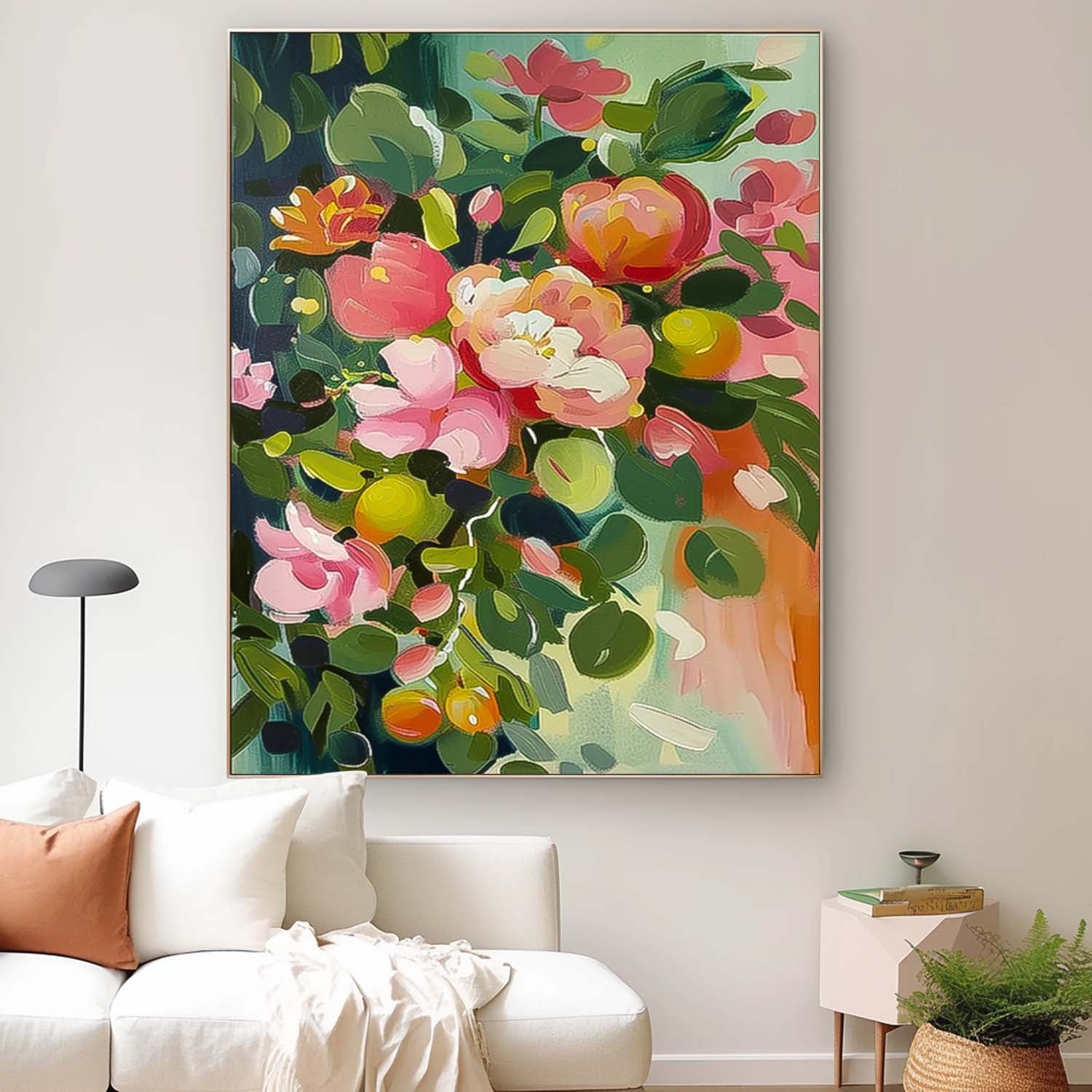 Abstract Peony Flower Oil Painting on Canvas Large Original Watercolor Flowers Art Custom Painting Boho Wall Decor