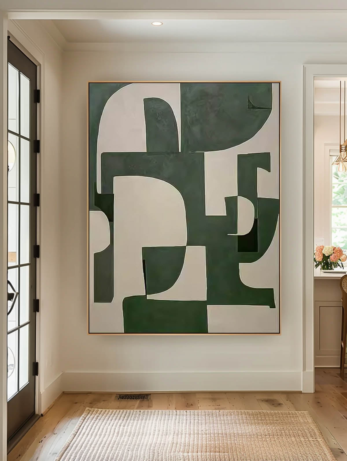 Original Minimalist Artwork Large Green Geometric Wall Art Texture Abstract Canvas Oil Painting