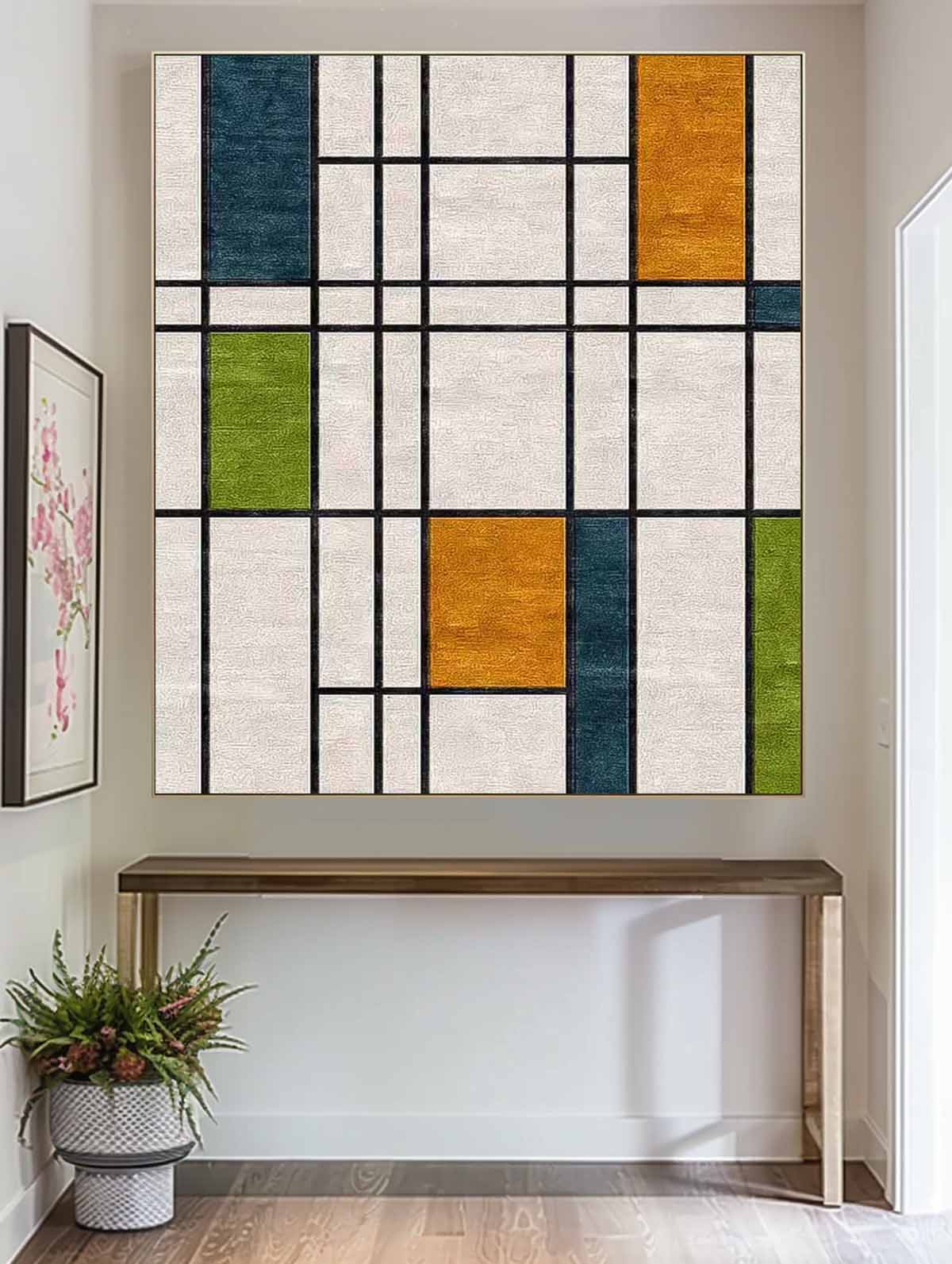 Original Abstract Oil Painting On Canvas Geometric Color Blocks Modern Wall Art Large Acrylic Painting Framed