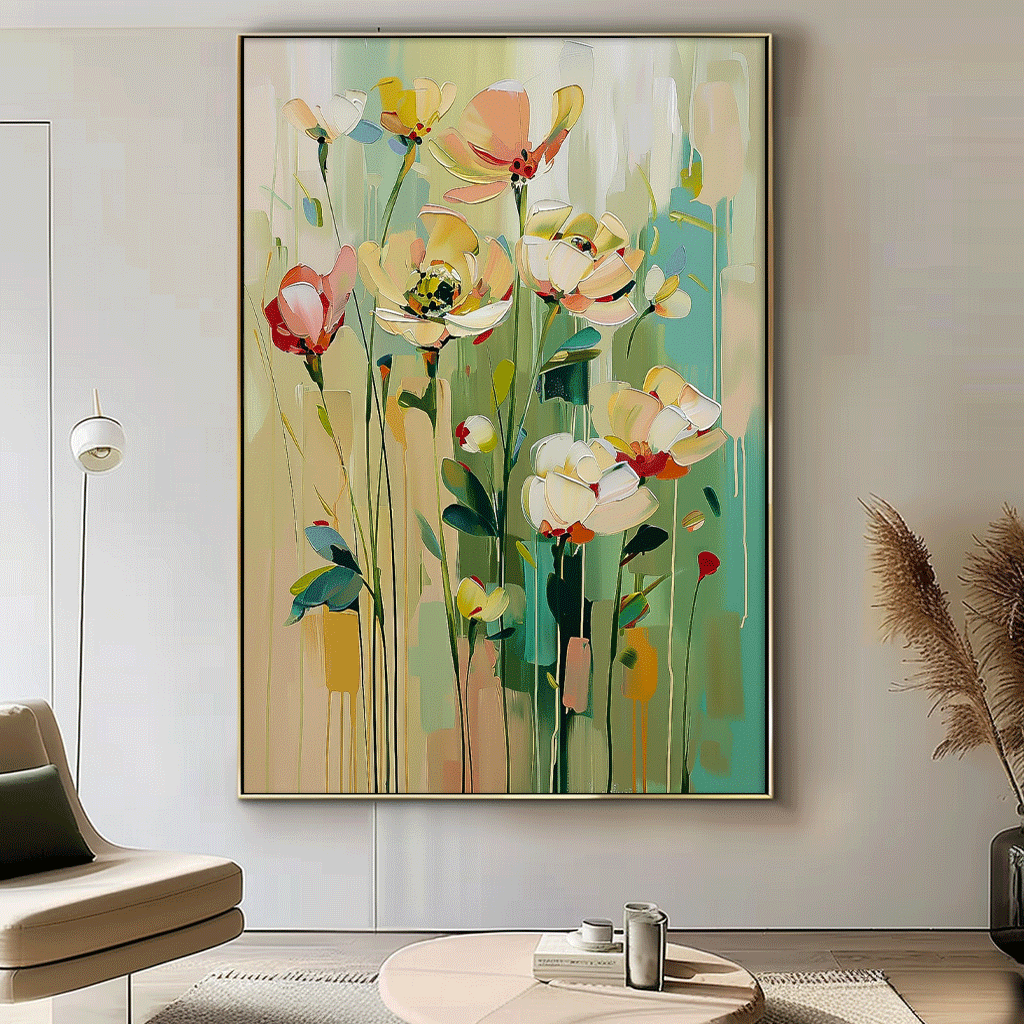 Contemporary Floral Paintings Summer Painting Framed Large Textured Abstract Flower Paintings Floral Wall Art