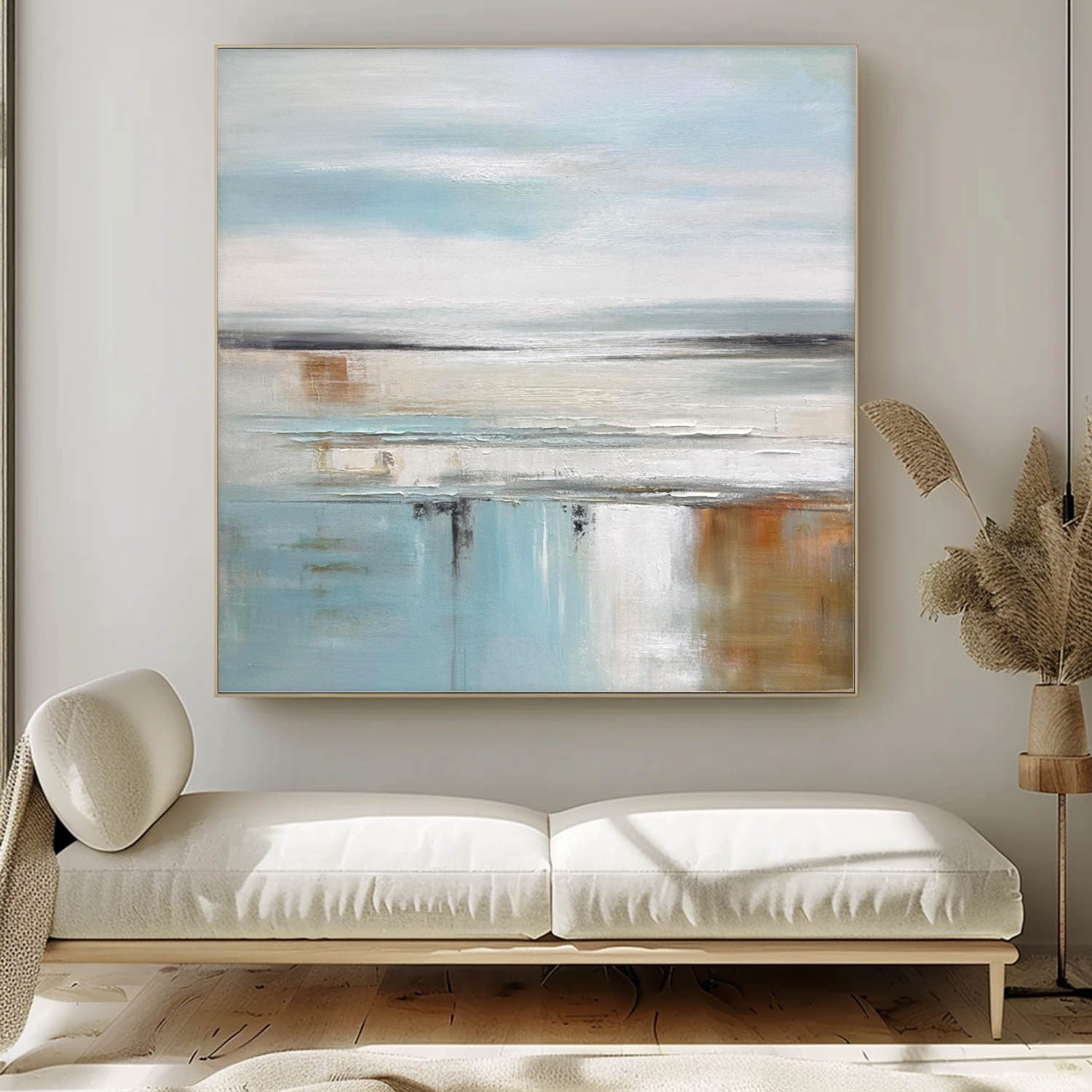 Light Blue Abstract Acrylic Painting Canvas Great Quality Hand Painted Abstract Landscape Wall Art Home Decor