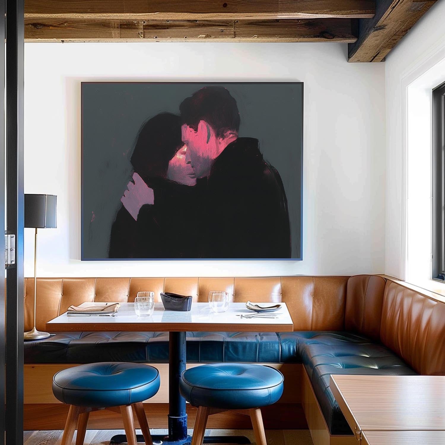 Large Man And Woman Wall Art High Quality Warm Color Abstract Figure Oil Paintin Original Artwork Home Decor