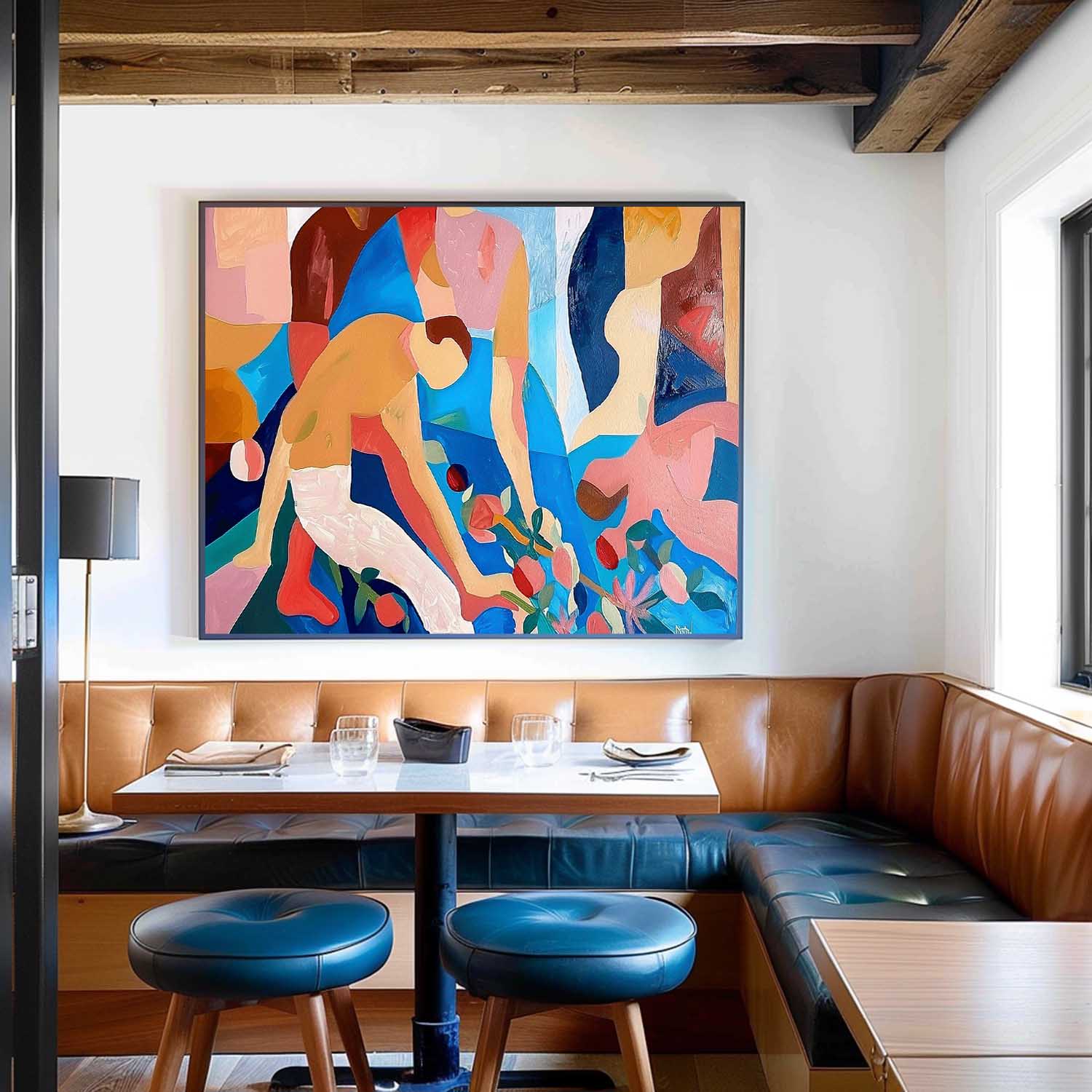 Abstract Portraiture Expressive Characters Artwork Artistic Faces Painting Bold Cubist-Inspired Modern Art Painting Figures Art