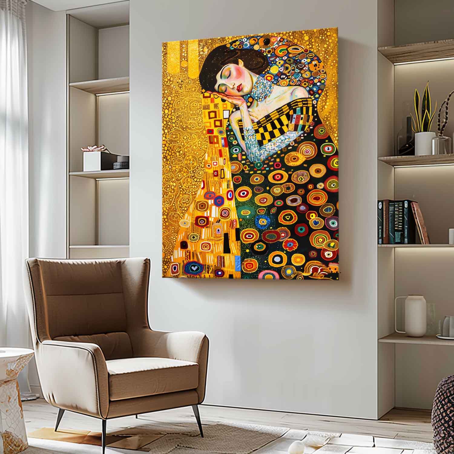 Exquisite Lady Colorful Abstract Artwork Large Figure Painting Original Gold Women Wall Art Gift