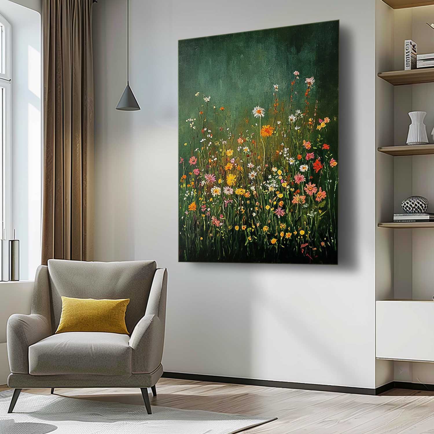Beautiful colorful Flowers Artwork Big Original Texture Abstract Flower Oil Painting On Canvas Framed