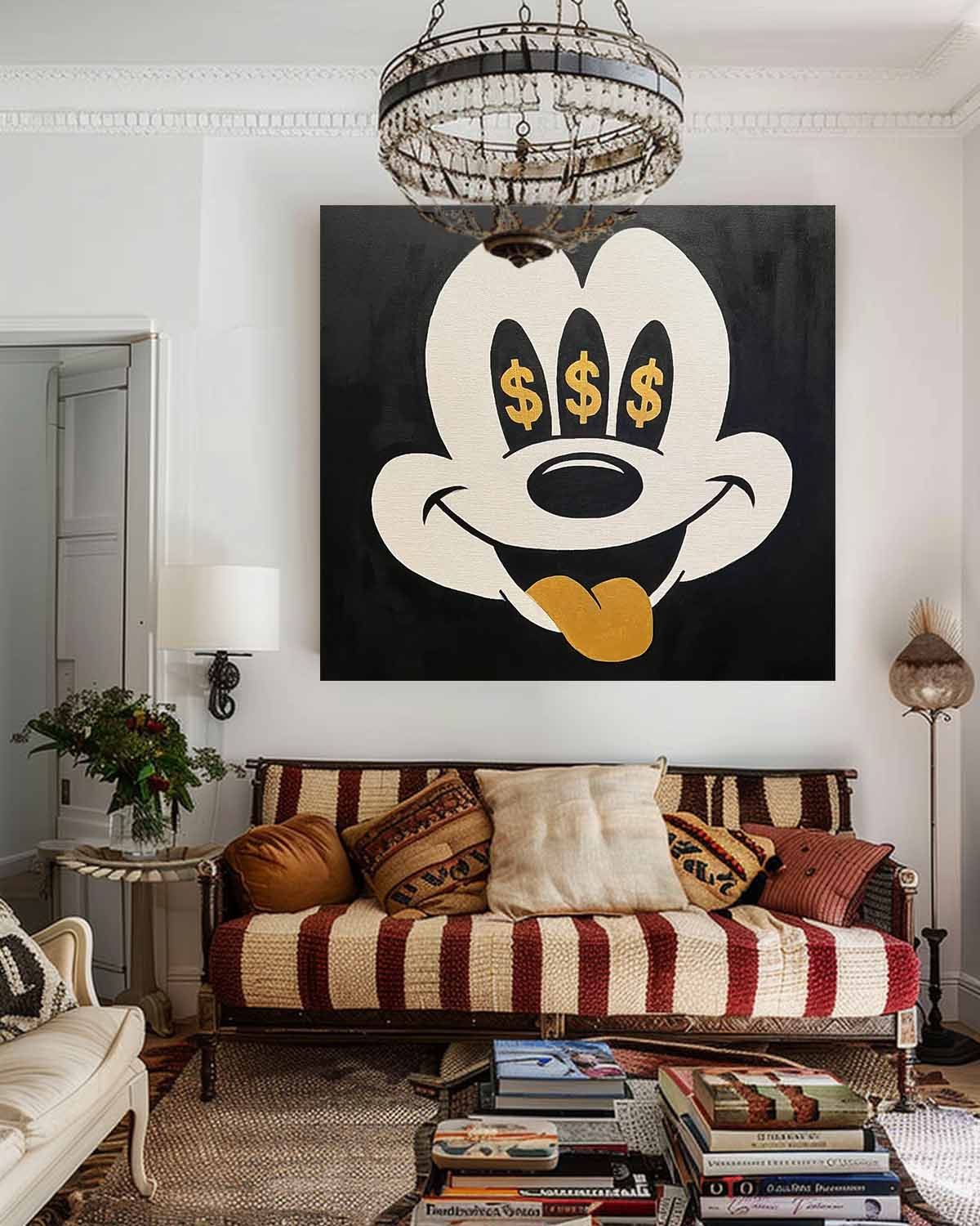 Square Mickey Mouse Abstract Wall Art Original Graffiti Disney Characters Painting Canvas Large Artwork
