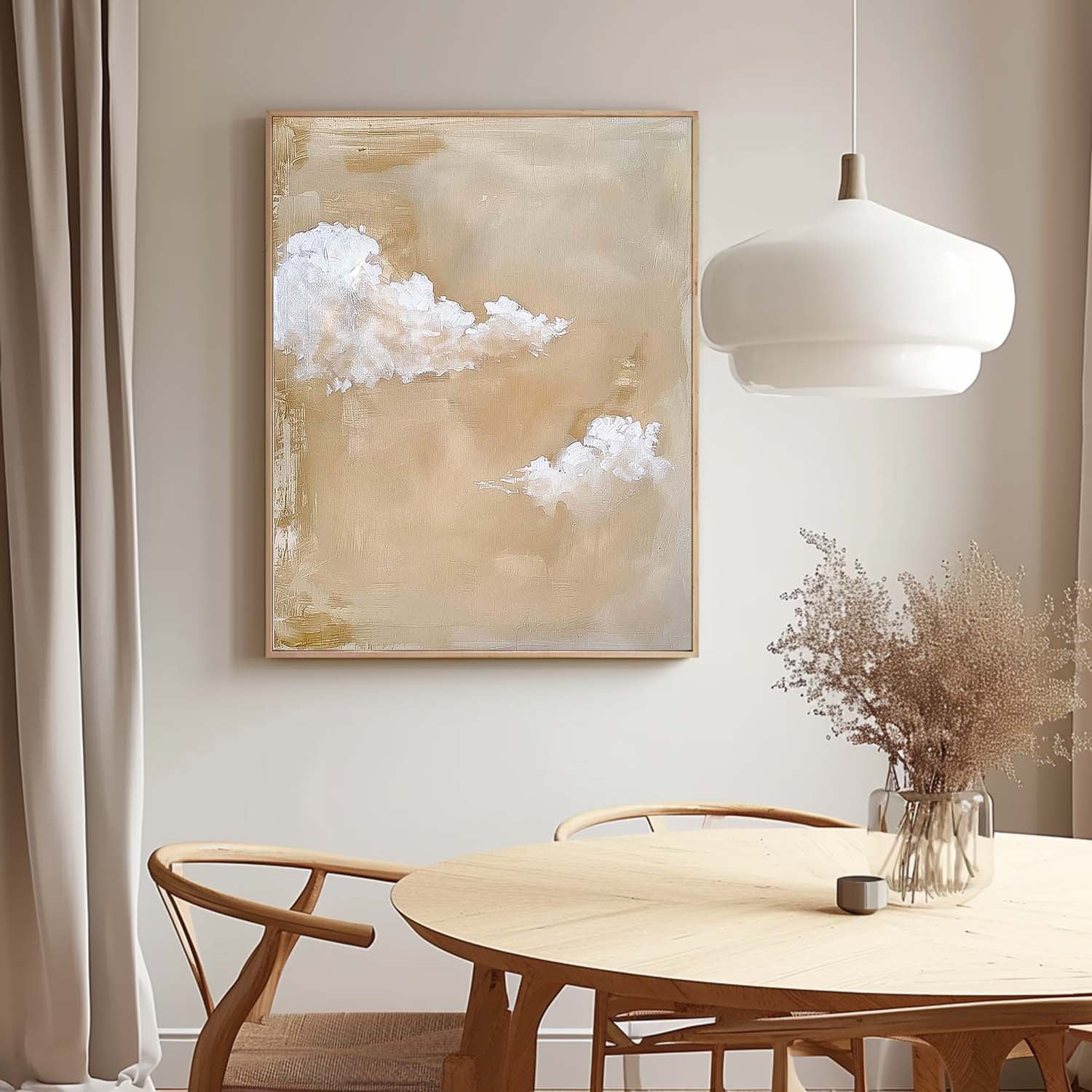 Warm Yellow Cloudiness Texture Large Cloud Painting On Canvas Abstract Cloud Oil Painting Living Room