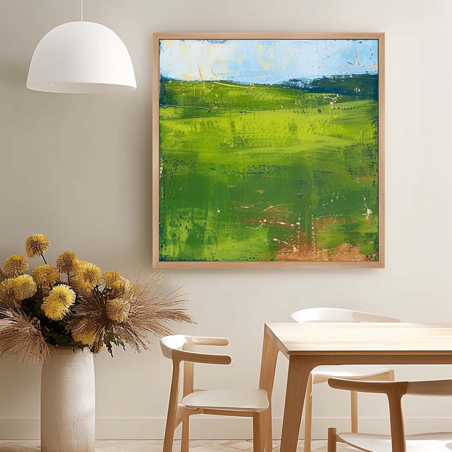 Large Abstract Field Oil Painting On Canvas Modern Green Nature Art Original Wall Art Home Decor