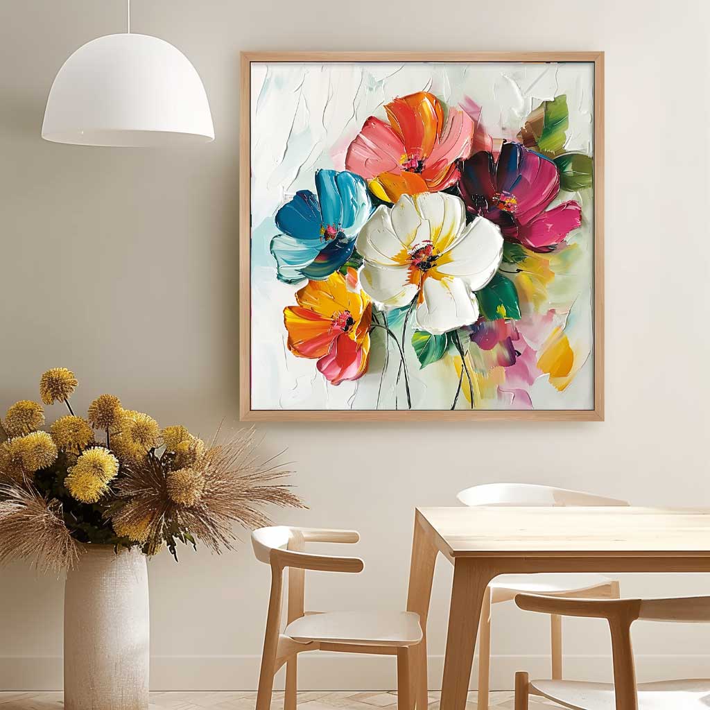Lovely Colorful Original Flowers Abstract Wall Art Thick Texture Acrylic Painting Modern Floral Oil Painting Canvas