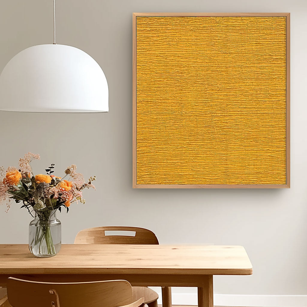 Large Texture Wall Art Modern Yellow Abstract Acrylic Painting on Canvas Original Minimalist Art for Living Room