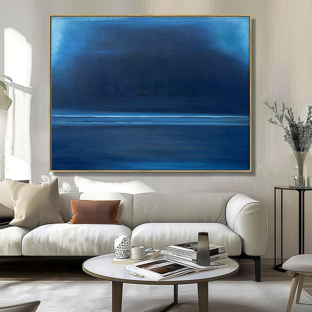 Original Blue Minimalist Abstract Acrylic Painting Large Wall Art Modern Texture Abstract Oil Painting Home Decor