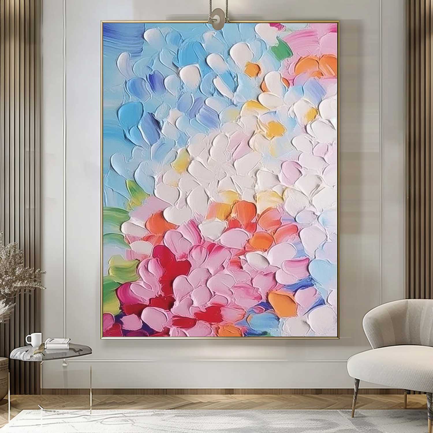 Large Modern Knife Acrylic Painting On Canvas Colorful Texture Abstract Oil Painting Original Artwork Decor