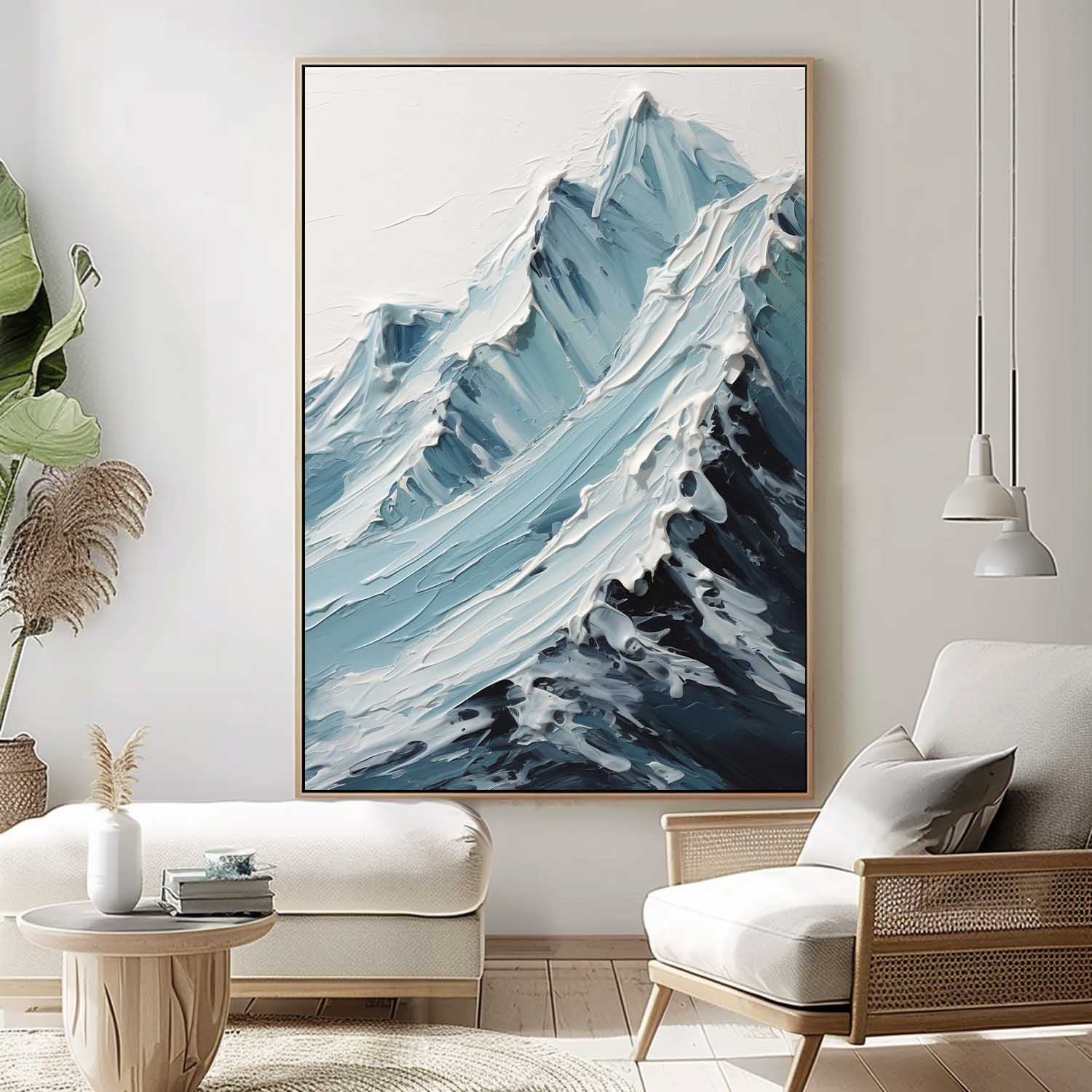 Large Texture Landscape Oil Painting On Canvas Abstract Snow Mountain Scenery Wall Art Acrylic Painting Home Decor