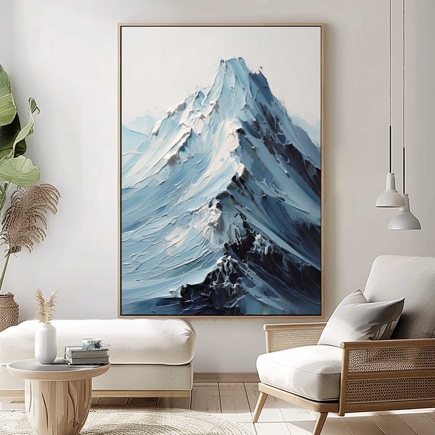 Abstract Snow Mountain Scenery Wall Art Acrylic Painting Large Texture Landscape Oil Painting On Canvas Home Decor