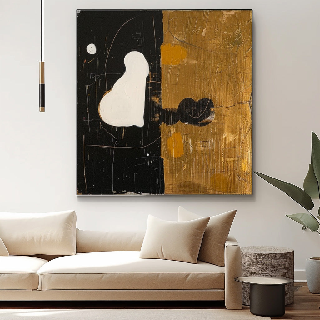 Lovely Modern Minimalist Canvas Painting Acrylic Large Brown Abstract Wall Art Framed For Living Room