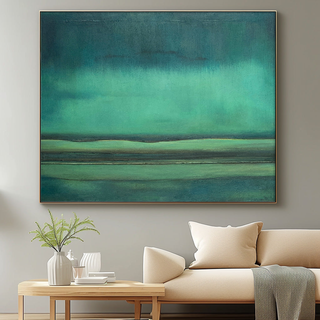 Original Green Minimalist Abstract Acrylic Painting Large Wall Art Modern Texture Abstract Oil Painting Home Decor