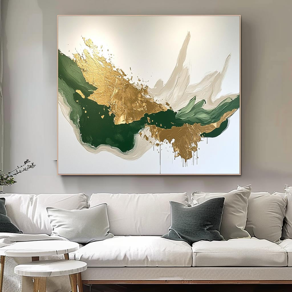 Green Large Original Abstract Gold Wall Art Abstract Paintings Online Contemporary Artwork For Living Room