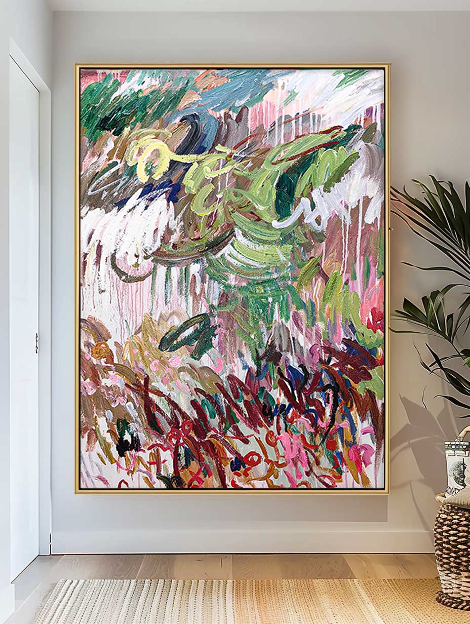 Large Contemporary Irregular Line Acrylic Painting On Canvas Abstract Graffiti Wall Art Home Decor