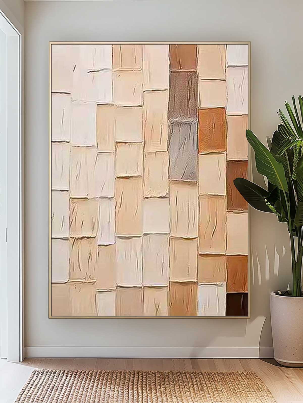 Geometric Color Blocks Original Abstract Oil Painting On Canvas Modern Wall Art Large Acrylic Painting Framed