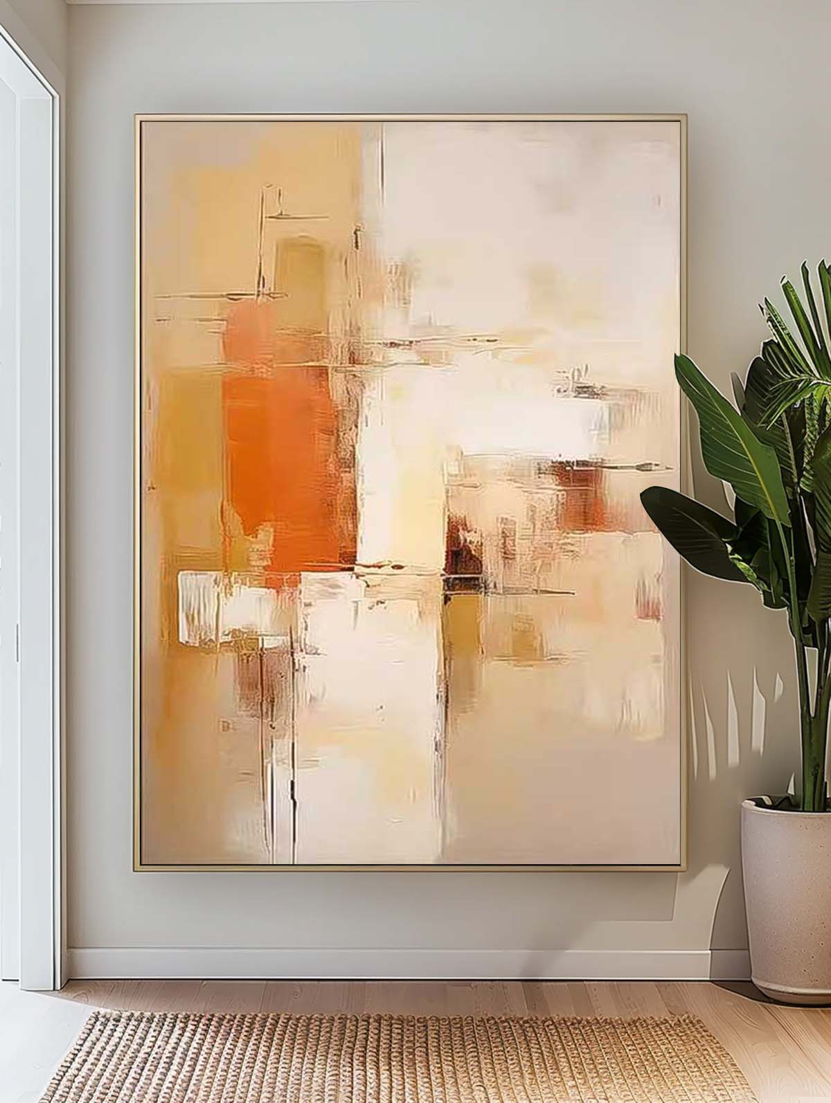 Bright Yellow Large Contemporary Acrylic Painting On Canvas Abstract Oil Painting Original Artwork Decor