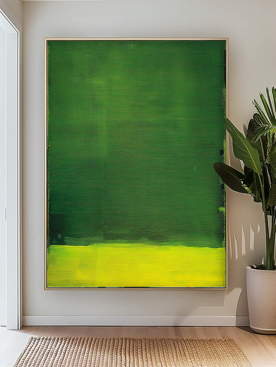 Yellow And Green Original Minimalist Artwork Large Wall Art Abstract Oil Painting For Living Room