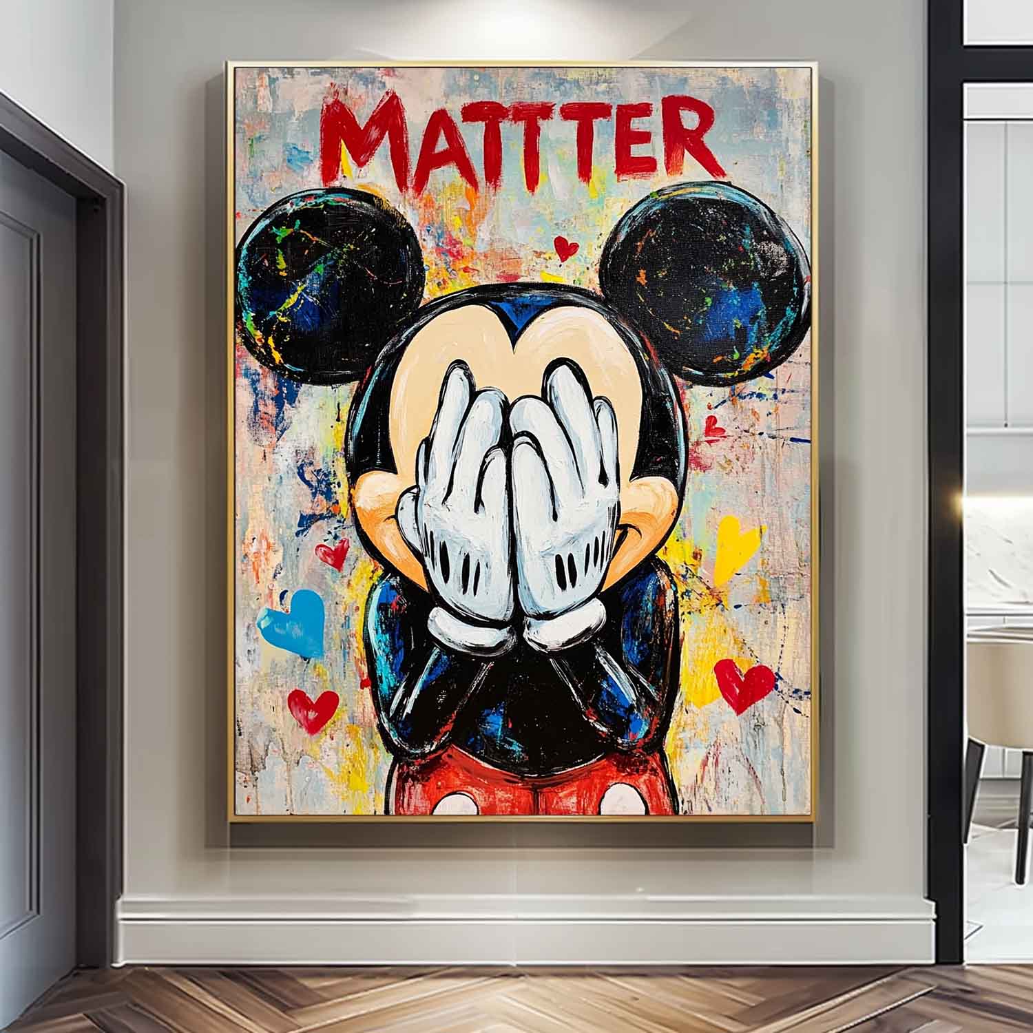Original Mickey Wall Art Colorful Cute Cartoon Characters Abstract Artwork Large Figure Painting Gift