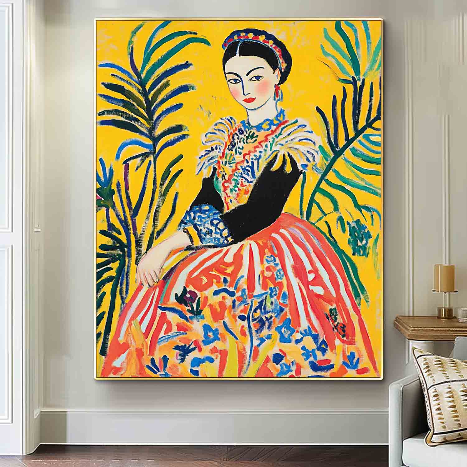 Lady In Gold Painting Artwork Beautiful Girl In A Romantic Vintage Style Gorgeous Original Modern Wall Art
