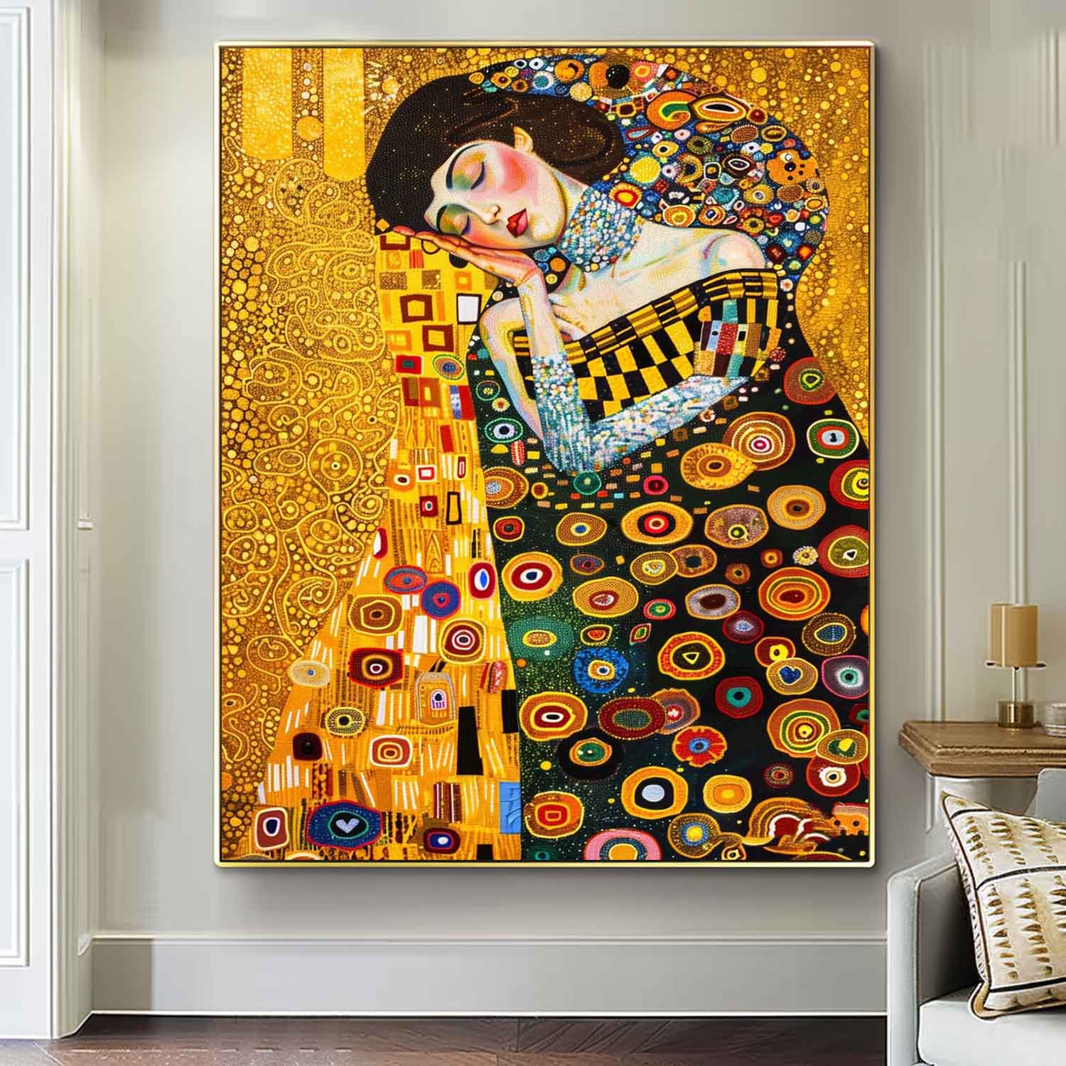 Exquisite Lady Colorful Abstract Artwork Large Figure Painting Original Gold Women Wall Art Gift