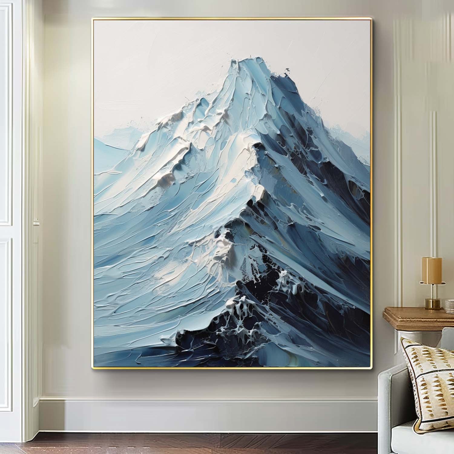 Abstract Snow Mountain Scenery Wall Art Acrylic Painting Large Texture Landscape Oil Painting On Canvas Home Decor
