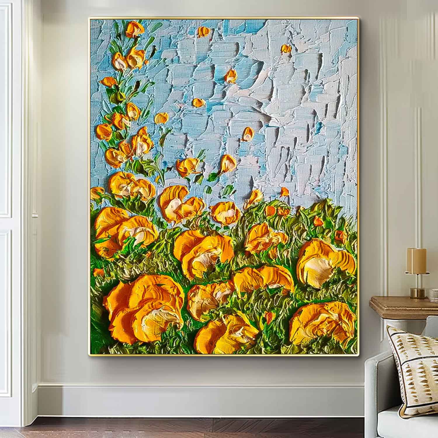 Original Floral Painting Large Textured Wall Art Abstract Flower Acrylic Painting On Canvas Custom Home Decor