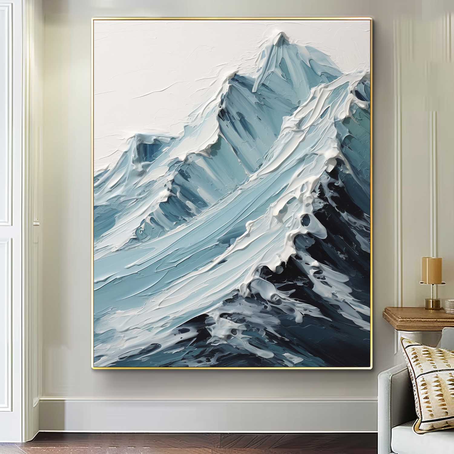 Large Texture Landscape Oil Painting On Canvas Abstract Snow Mountain Scenery Wall Art Acrylic Painting Home Decor
