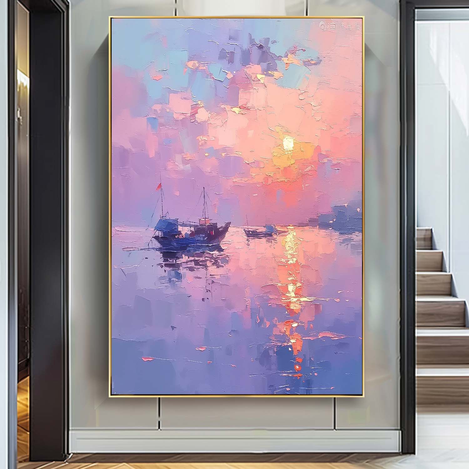 Abstract Sunset Scenery Wall Art Acrylic Painting Large Dreamy Colors Landscape Oil Painting On Canvas Home Decor
