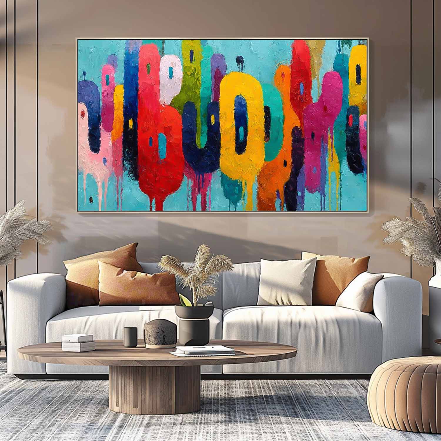 Modern Acrylic Painting Original Graffiti Letters Wall Art Colorful Texture Abstract Oil Painting