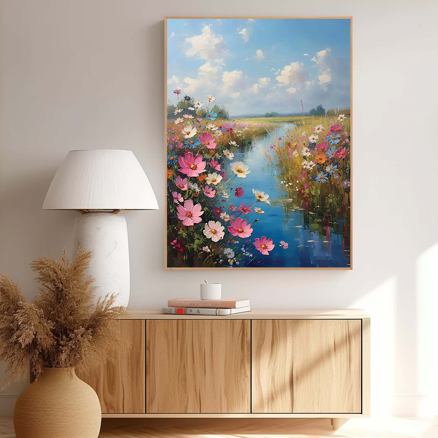 Abstract Riverside Scenery Wall Art Acrylic Painting Large Landscape Oil Painting On Canvas Home Decor