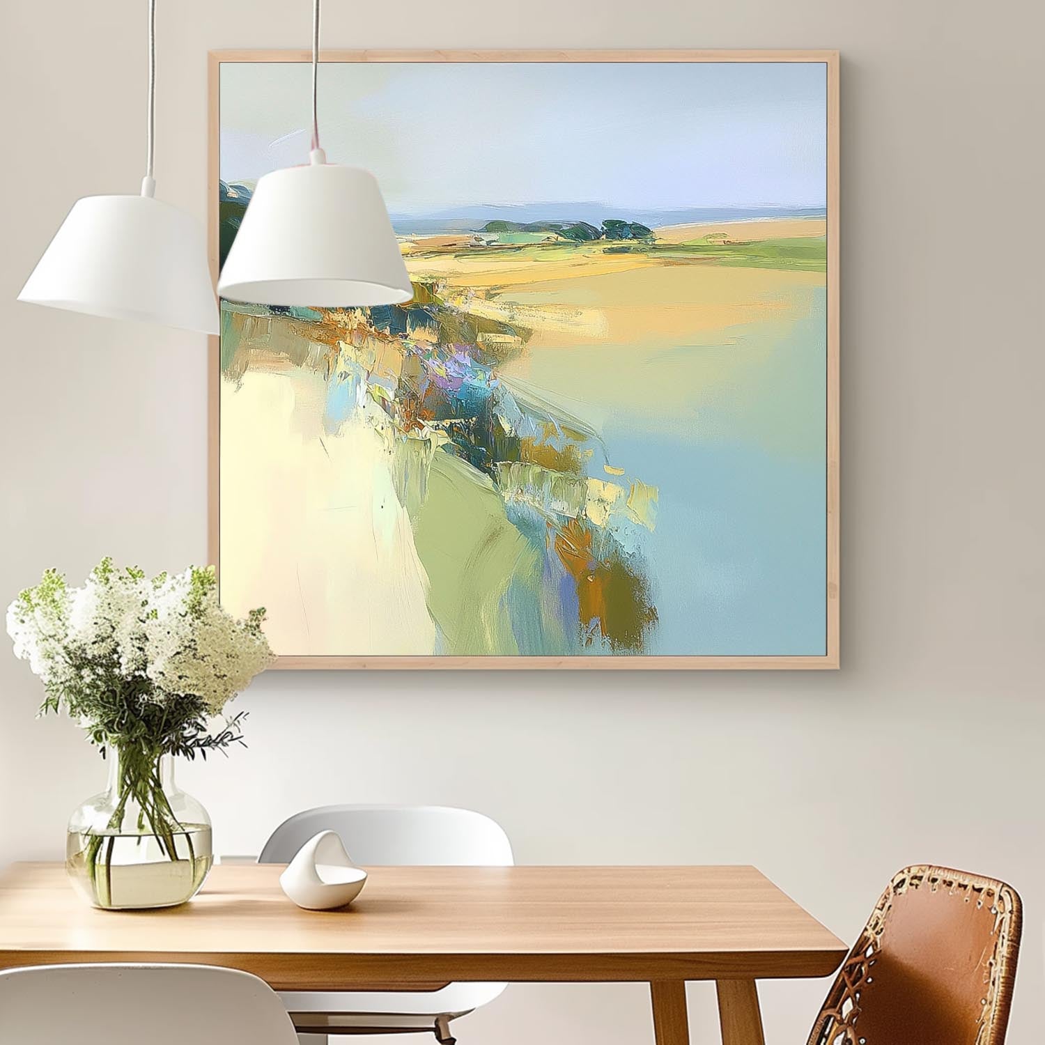 Abstract Landscape Scraper painting Large Abstract Texture Canvas Wall Art Modern Green Minimalist Painting